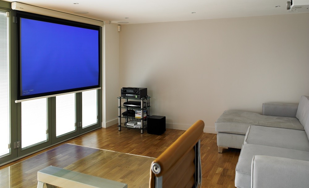 Outdoor office with projector