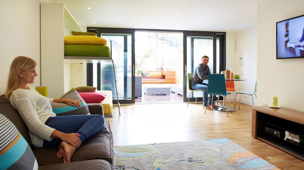 Teenage garden studio with pulldown bed