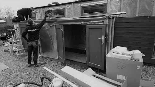 Construction of separate storage rooms in a bespoke garden studio