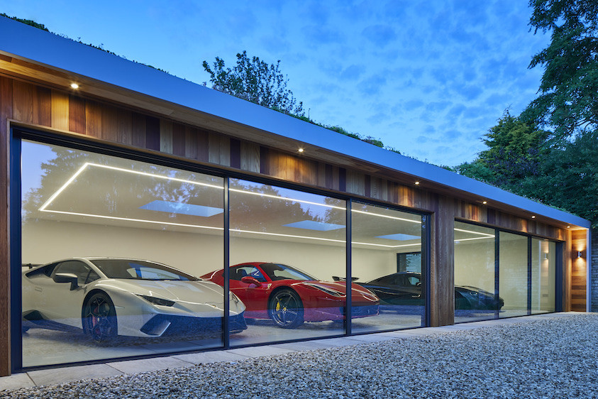 Garden room garage for luxury cars