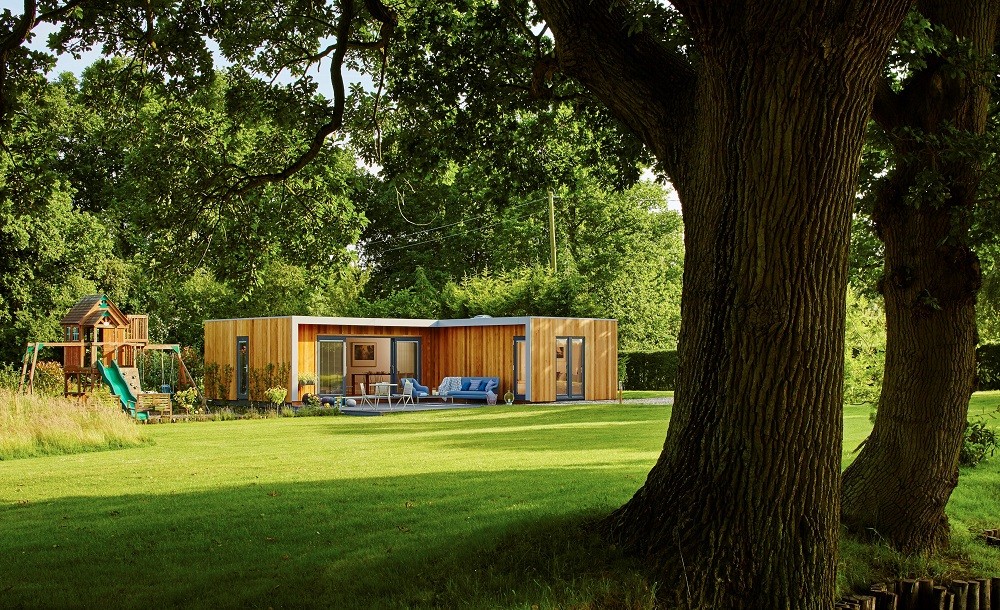 Bespoke L-shaped garden annexe by Rooms Outdoor