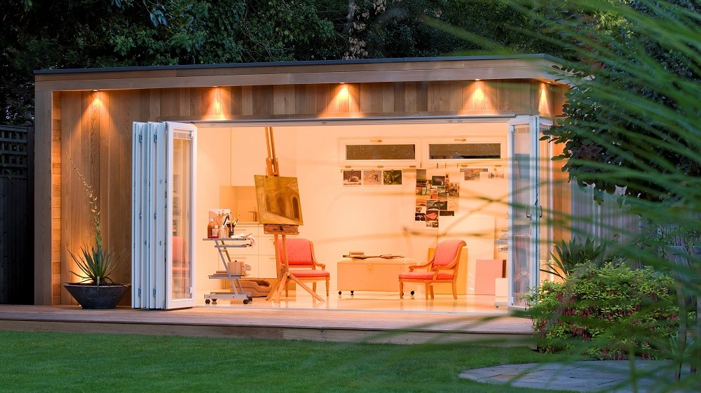 Bespoke garden art studio with bifolding doors