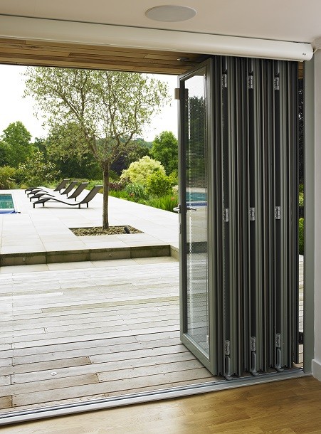Bifolding doors system in an outdoor studio in Oxfordshire