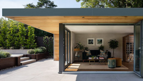 Bespoke pool side room with overhang