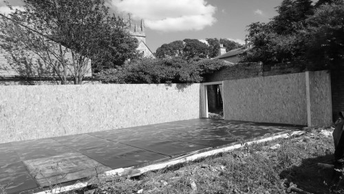 garden room garage concrete base and walls