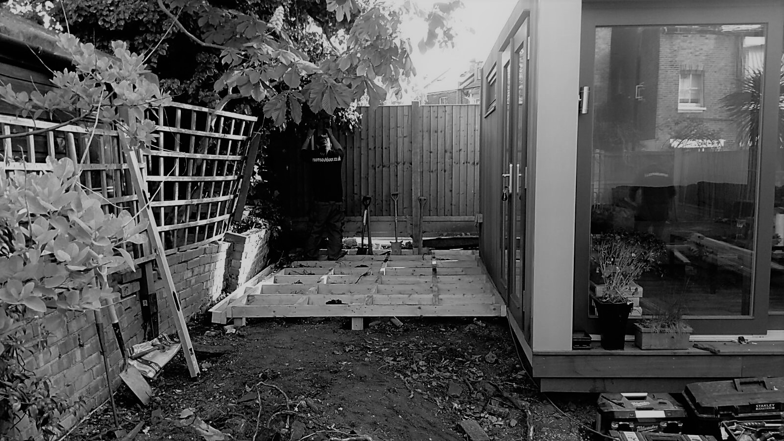 Decking construction for garden rooms