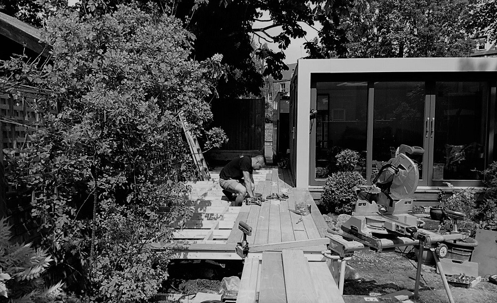 Decking construction for garden rooms