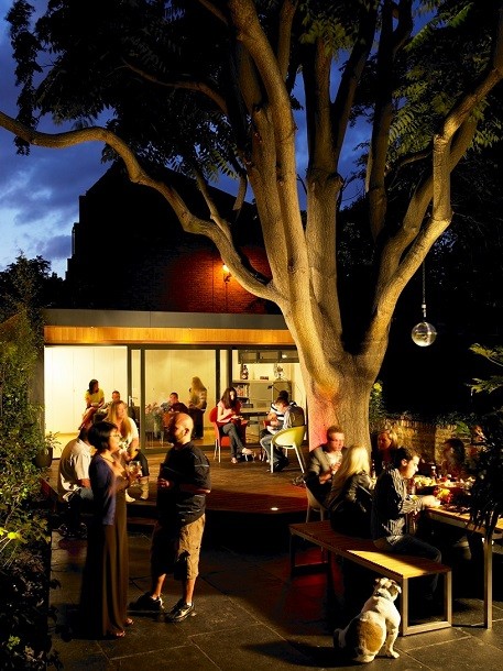 Garden room night time view