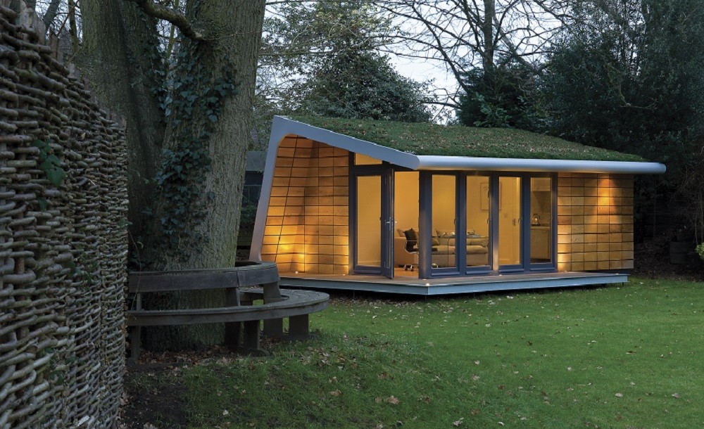 Bespoke garden studio with sedum roof
