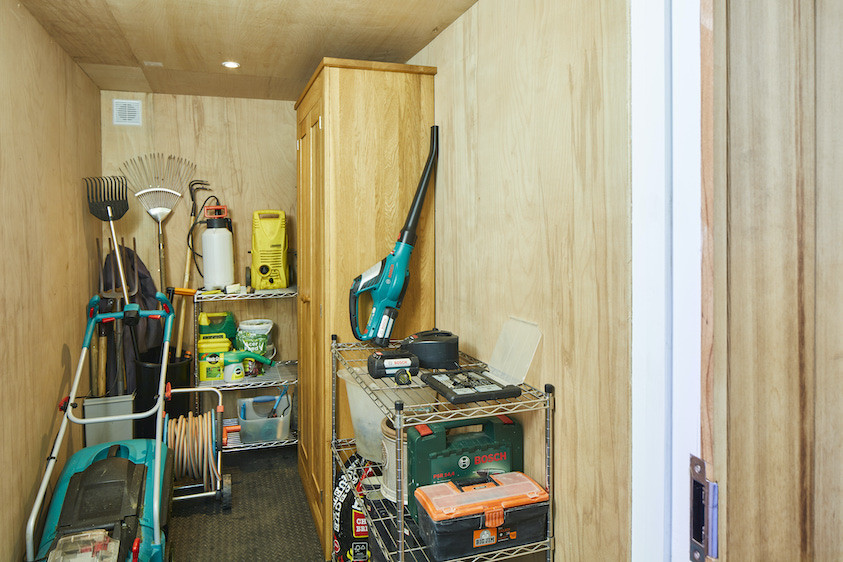 Garden room storage with OSB walls